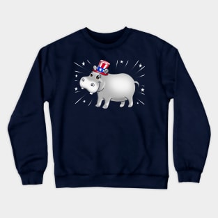 America Patriotic Hippo Crewneck Sweatshirt